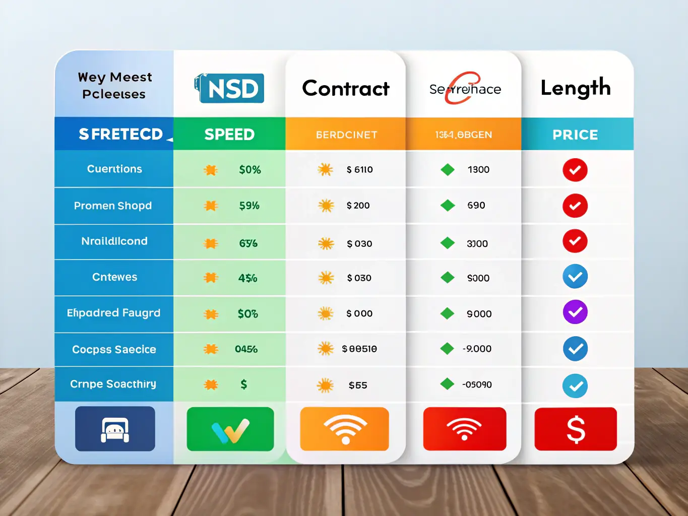 A detailed image showcasing a comparison table of different proxy providers, highlighting their features, pricing, and user ratings. The table is clean, modern, and easy to read, with logos of the proxy providers clearly visible.